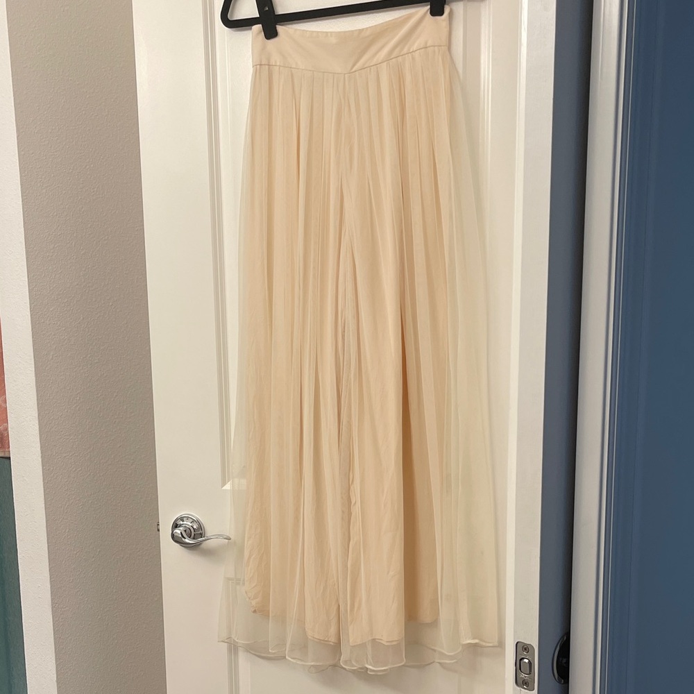 Carmen Marc Valvo Cream Maxi palazzo pants